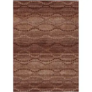 Photo of Rust And Copper Ogee Washable Indoor Outdoor Area Rug
