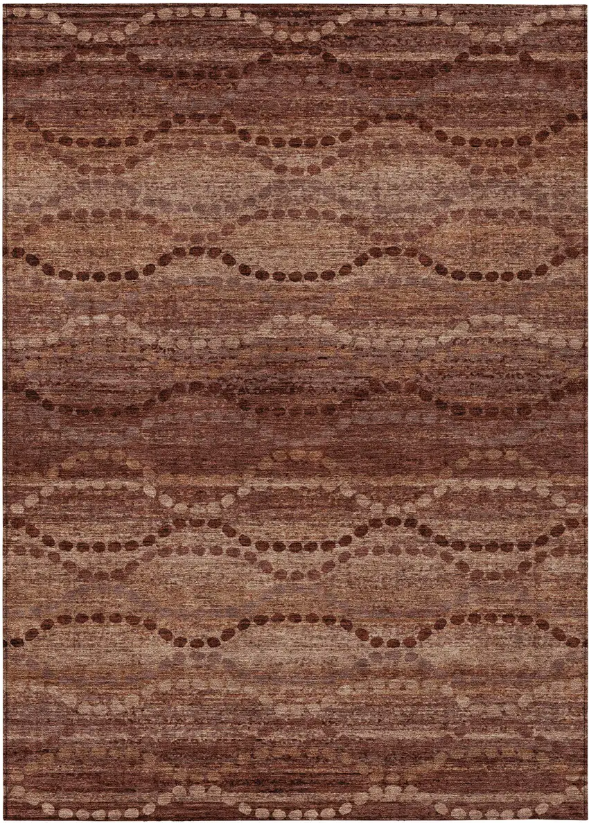 Rust And Copper Ogee Washable Indoor Outdoor Area Rug Photo 1