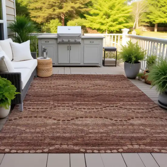 Rust And Copper Ogee Washable Indoor Outdoor Area Rug Photo 6