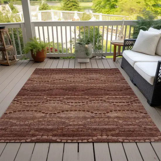 Rust And Copper Ogee Washable Indoor Outdoor Area Rug Photo 9
