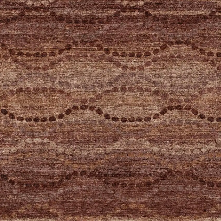 Rust And Copper Ogee Washable Indoor Outdoor Area Rug Photo 7