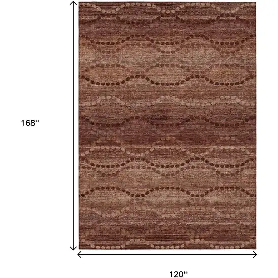 Rust And Copper Ogee Washable Indoor Outdoor Area Rug Photo 9