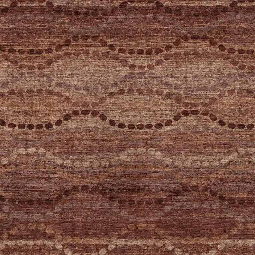 Rust And Copper Ogee Washable Indoor Outdoor Area Rug Photo 6