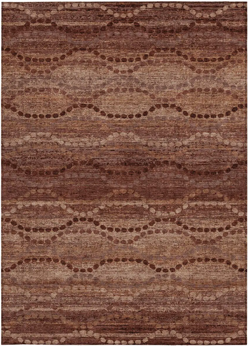 Rust And Copper Ogee Washable Indoor Outdoor Area Rug Photo 3