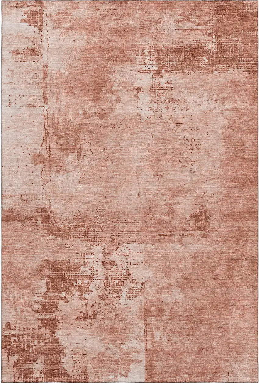 Rust And Coral Abstract Washable Area Rug With UV Protection Photo 6