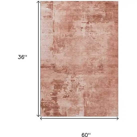 Rust And Coral Abstract Washable Area Rug With UV Protection Photo 9