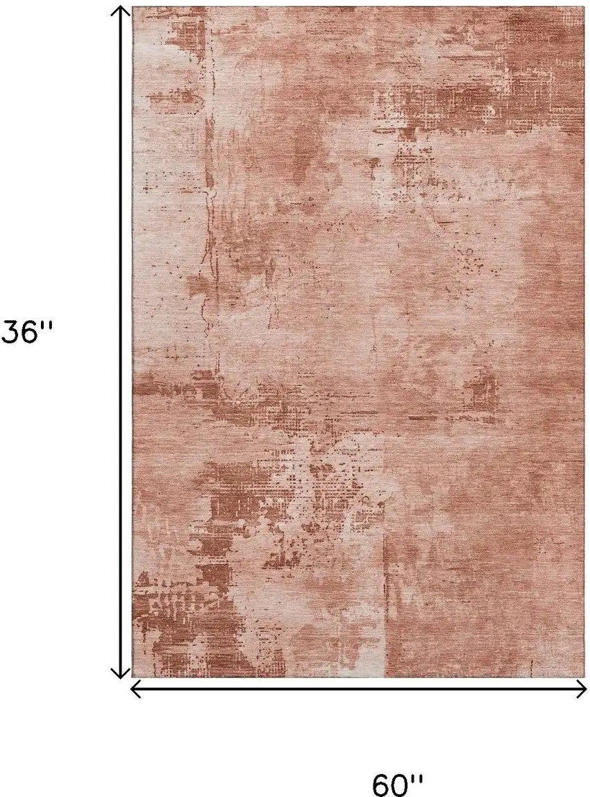 Rust And Coral Abstract Washable Area Rug With UV Protection Photo 9