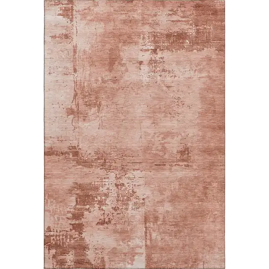 Rust And Coral Abstract Washable Area Rug With UV Protection Photo 6