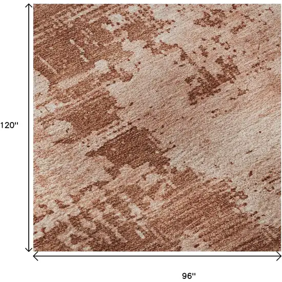 Rust And Coral Abstract Washable Area Rug With UV Protection Photo 9