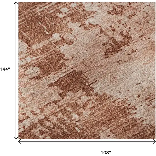 Rust And Coral Abstract Washable Area Rug With UV Protection Photo 9