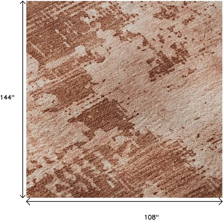 Rust And Coral Abstract Washable Area Rug With UV Protection Photo 9