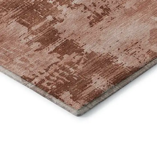 Rust And Coral Abstract Washable Area Rug With UV Protection Photo 7