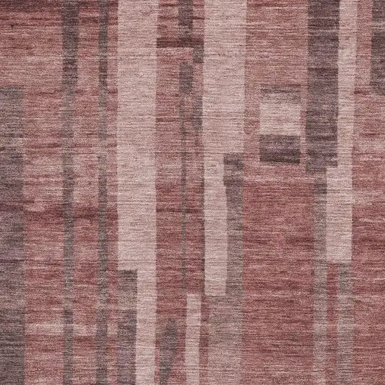 Rust And Coral Striped Washable Area Rug With UV Protection Photo 2
