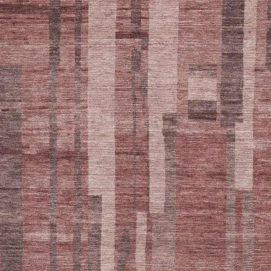 Rust And Coral Striped Washable Area Rug With UV Protection Photo 2
