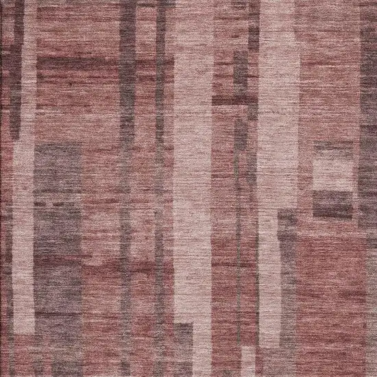 Rust And Coral Striped Washable Area Rug With UV Protection Photo 2