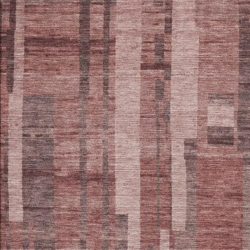 Rust And Coral Striped Washable Area Rug With UV Protection Photo 2