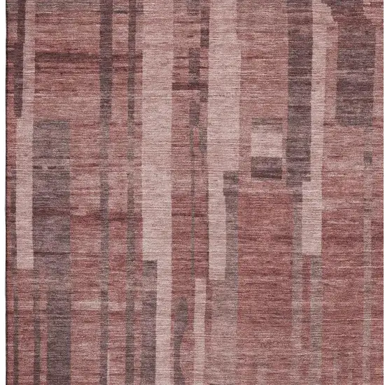 Rust And Coral Striped Washable Area Rug With UV Protection Photo 3