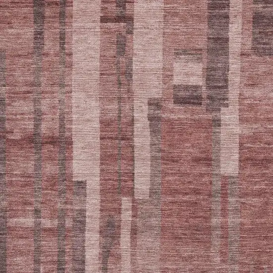 Rust And Coral Striped Washable Area Rug With UV Protection Photo 2