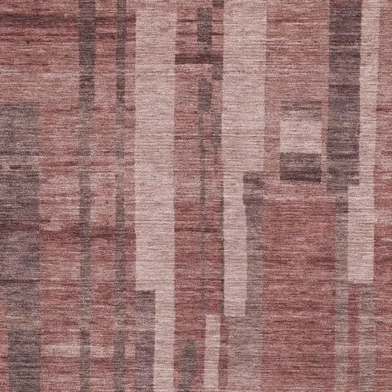 Rust And Coral Striped Washable Area Rug With UV Protection Photo 2