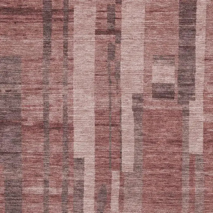 Rust And Coral Striped Washable Area Rug With UV Protection Photo 2