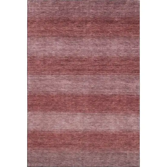 Rust And Coral Striped Washable Area Rug With UV Protection Photo 5