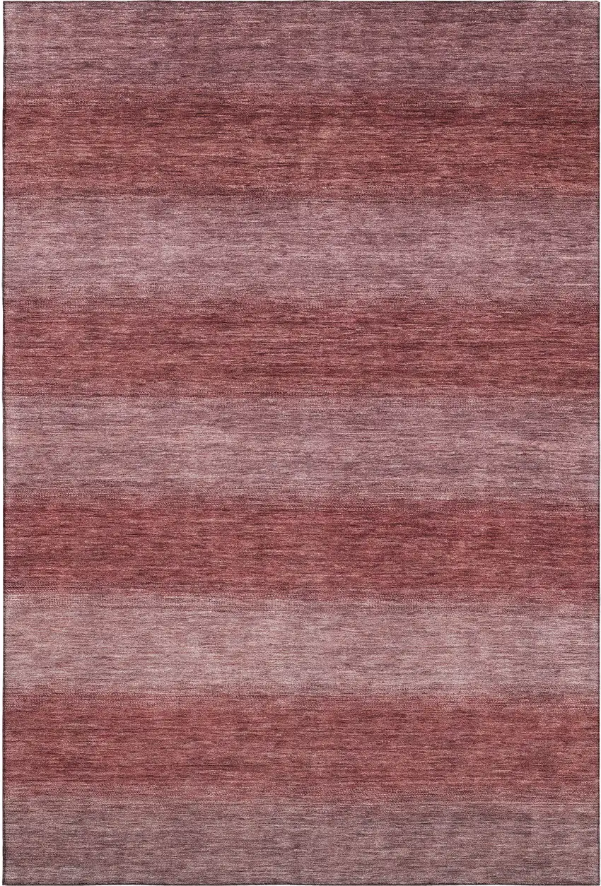 Rust And Coral Striped Washable Area Rug With UV Protection Photo 5