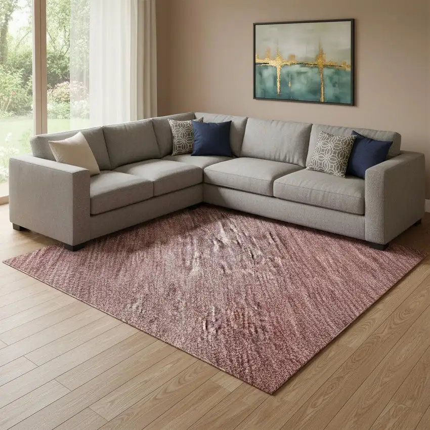 Rust And Coral Striped Washable Area Rug With UV Protection Photo 2