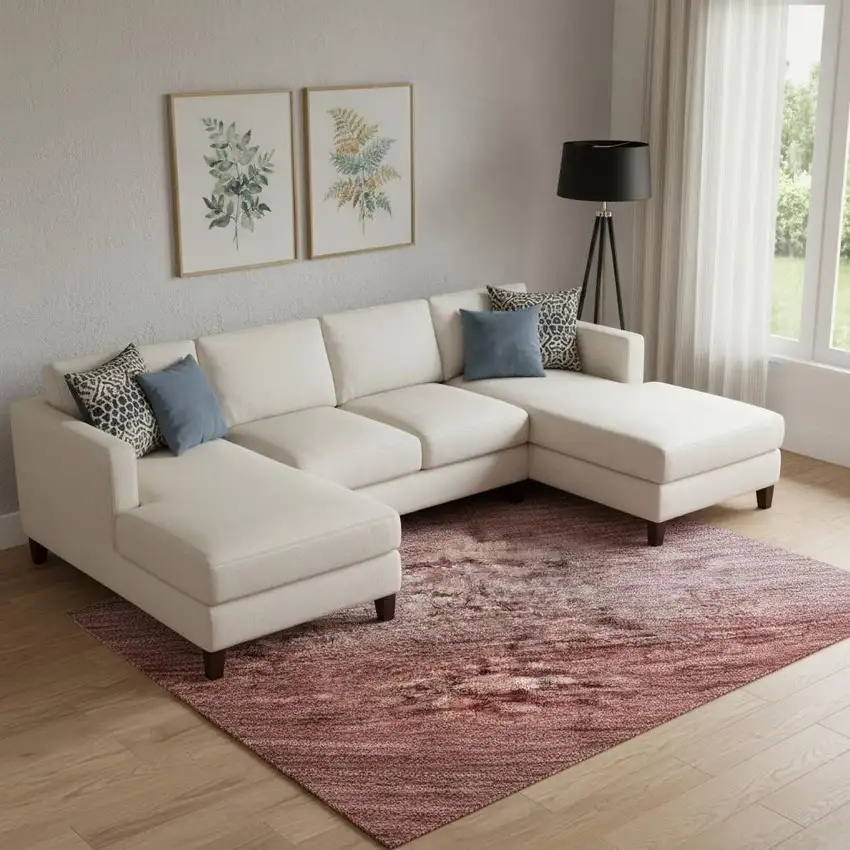 Rust And Coral Striped Washable Area Rug With UV Protection Photo 2