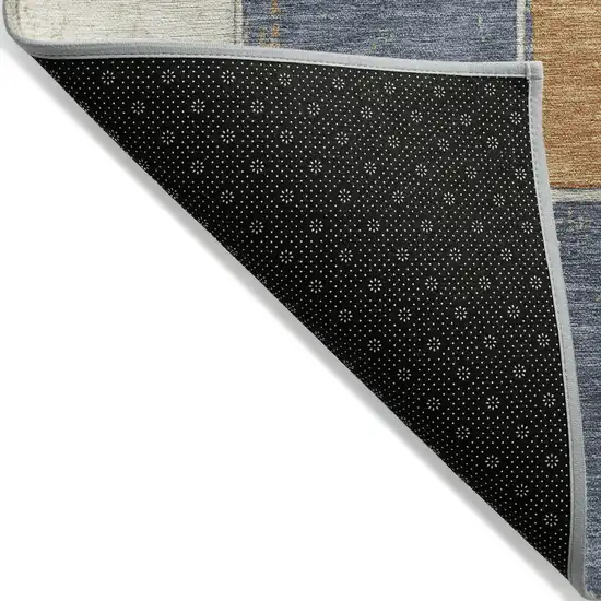 Rust And Denim Blue Geometric Washable Indoor Outdoor Area Rug Photo 5