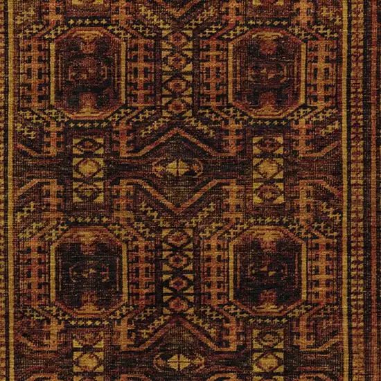Rust And Gold Geometric Washable Indoor Outdoor Area Rug Photo 3