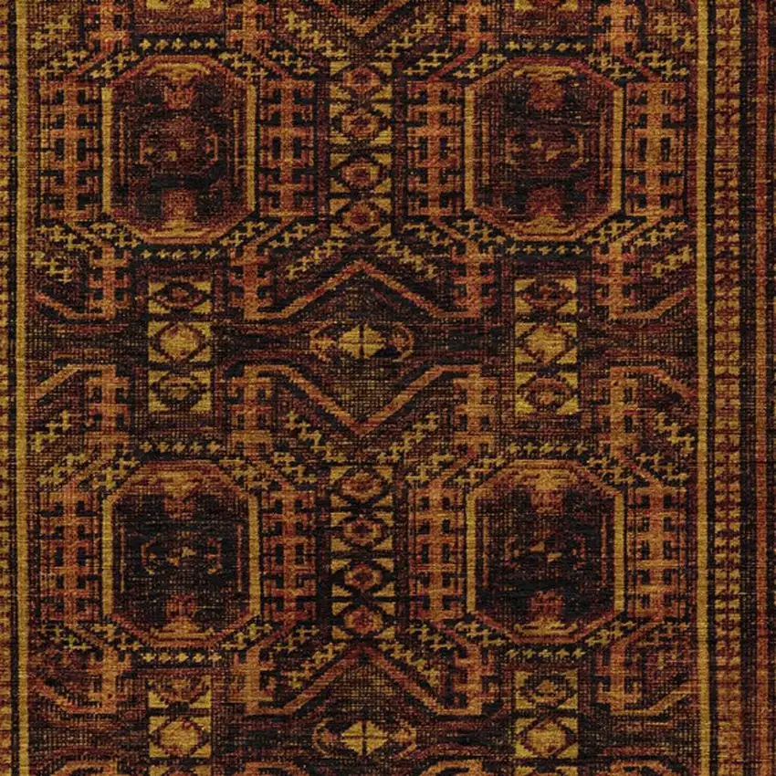 Rust And Gold Geometric Washable Indoor Outdoor Area Rug Photo 3