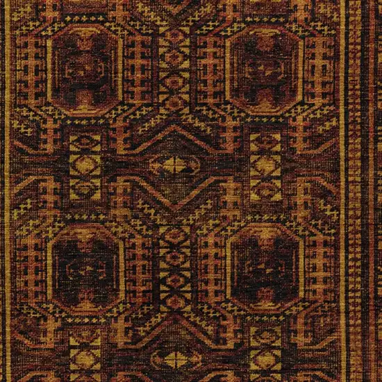 Rust And Gold Geometric Washable Indoor Outdoor Area Rug Photo 3
