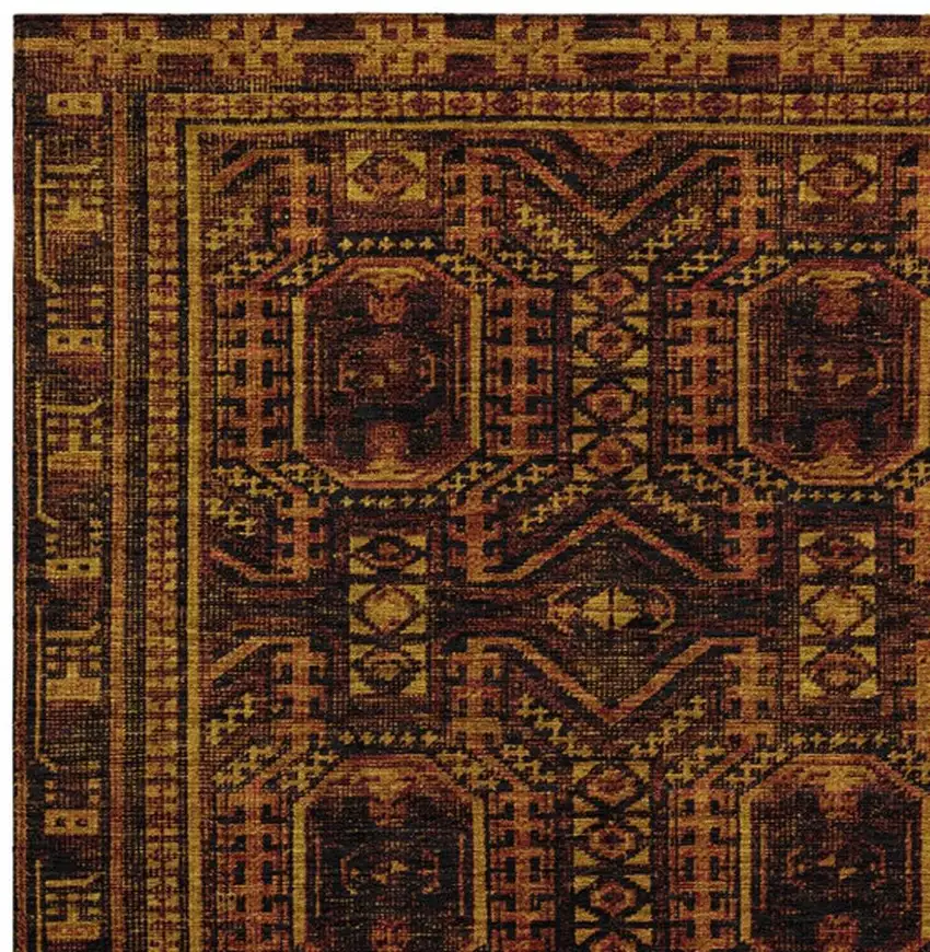 Rust And Gold Geometric Washable Indoor Outdoor Area Rug Photo 3