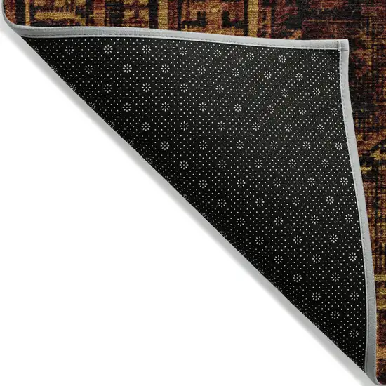 Rust And Gold Geometric Washable Indoor Outdoor Area Rug Photo 8