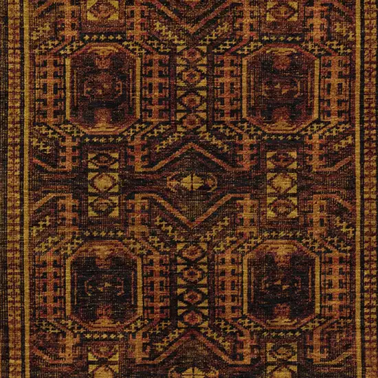 Rust And Gold Geometric Washable Indoor Outdoor Area Rug Photo 6