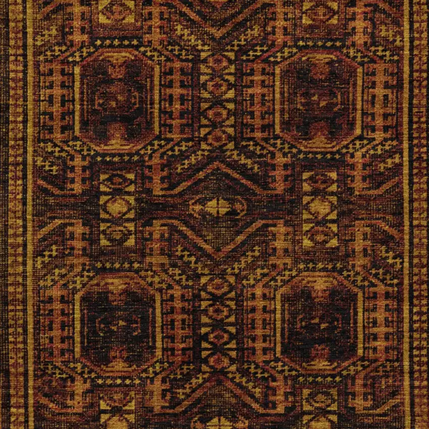 Rust And Gold Geometric Washable Indoor Outdoor Area Rug Photo 6