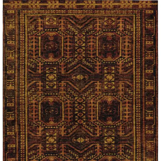 Rust And Gold Geometric Washable Indoor Outdoor Area Rug Photo 4
