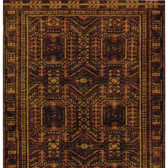 Rust And Gold Geometric Washable Indoor Outdoor Area Rug Photo 7