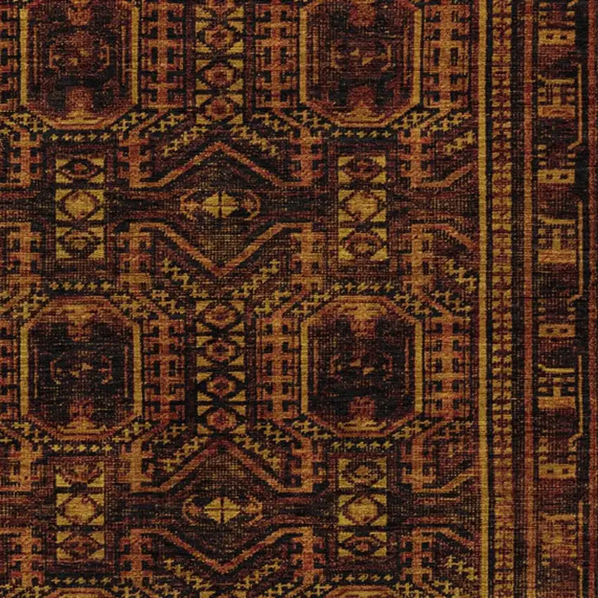 Rust And Gold Geometric Washable Indoor Outdoor Area Rug Photo 3