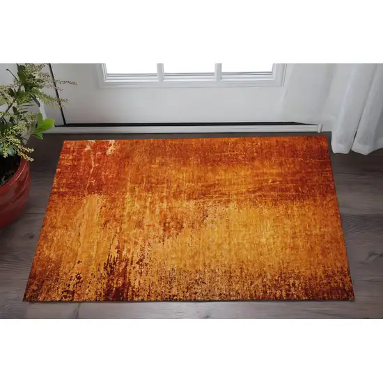 Rust And Gray Abstract Washable Area Rug With UV Protection Photo 2