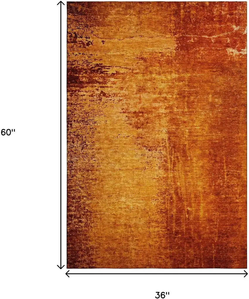 Rust And Gray Abstract Washable Area Rug With UV Protection Photo 6