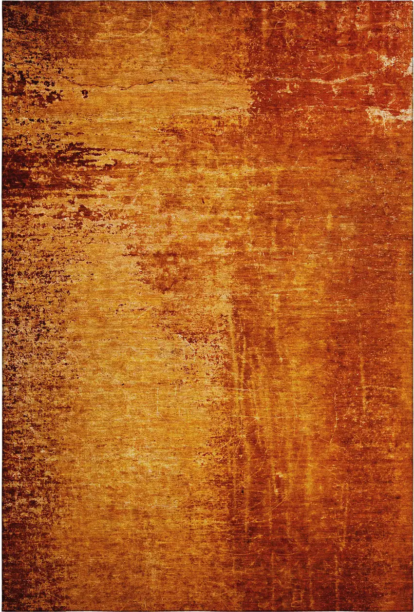 Rust And Gray Abstract Washable Area Rug With UV Protection Photo 1