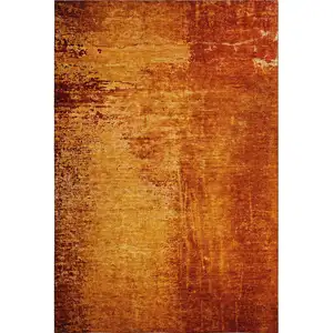 Photo of Rust And Gray Abstract Washable Area Rug With UV Protection
