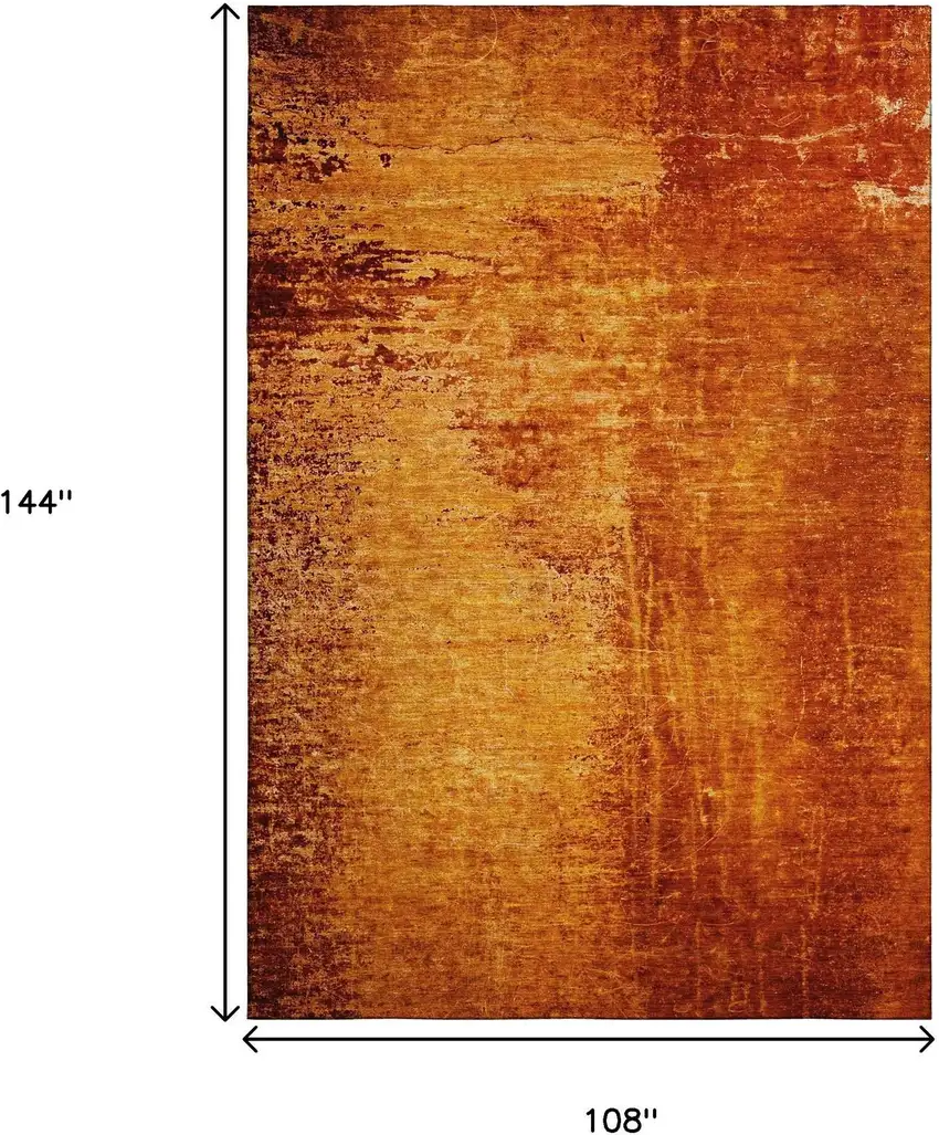Rust And Gray Abstract Washable Area Rug With UV Protection Photo 6