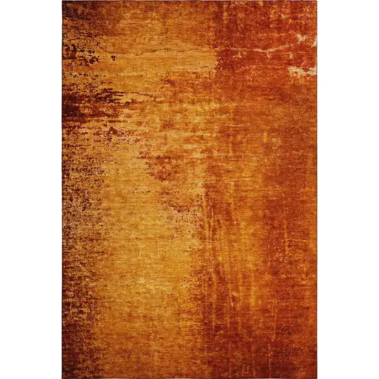 Rust And Gray Abstract Washable Area Rug With UV Protection Photo 1