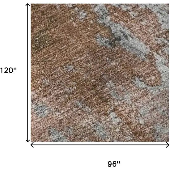 Rust And Gray Abstract Washable Area Rug With UV Protection Photo 9