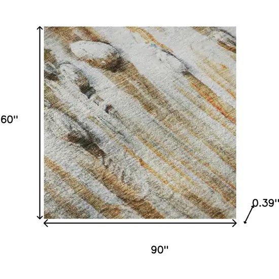 Rust And Gray Abstract Washable Area Rug With UV Protection Photo 7