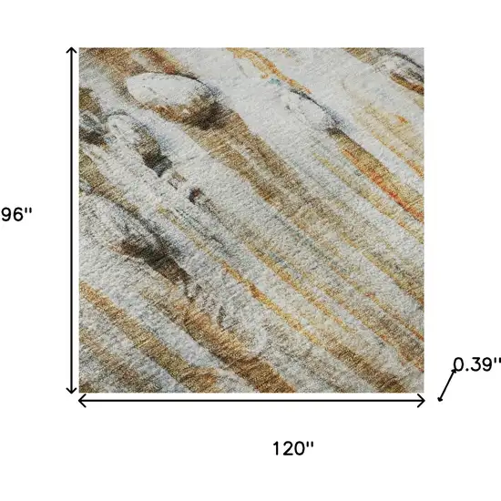 Rust And Gray Abstract Washable Area Rug With UV Protection Photo 8