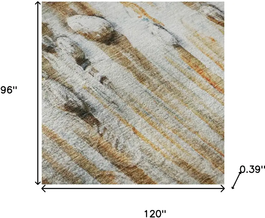 Rust And Gray Abstract Washable Area Rug With UV Protection Photo 8