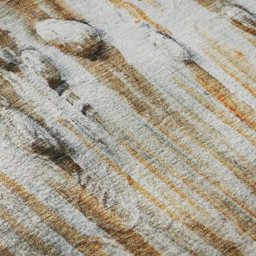 Rust And Gray Abstract Washable Area Rug With UV Protection Photo 1